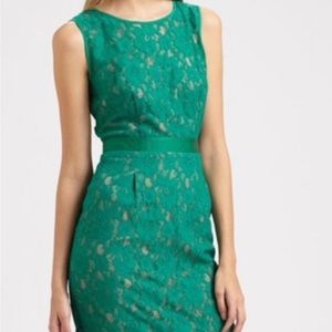 Green bcbg lace overlay dress